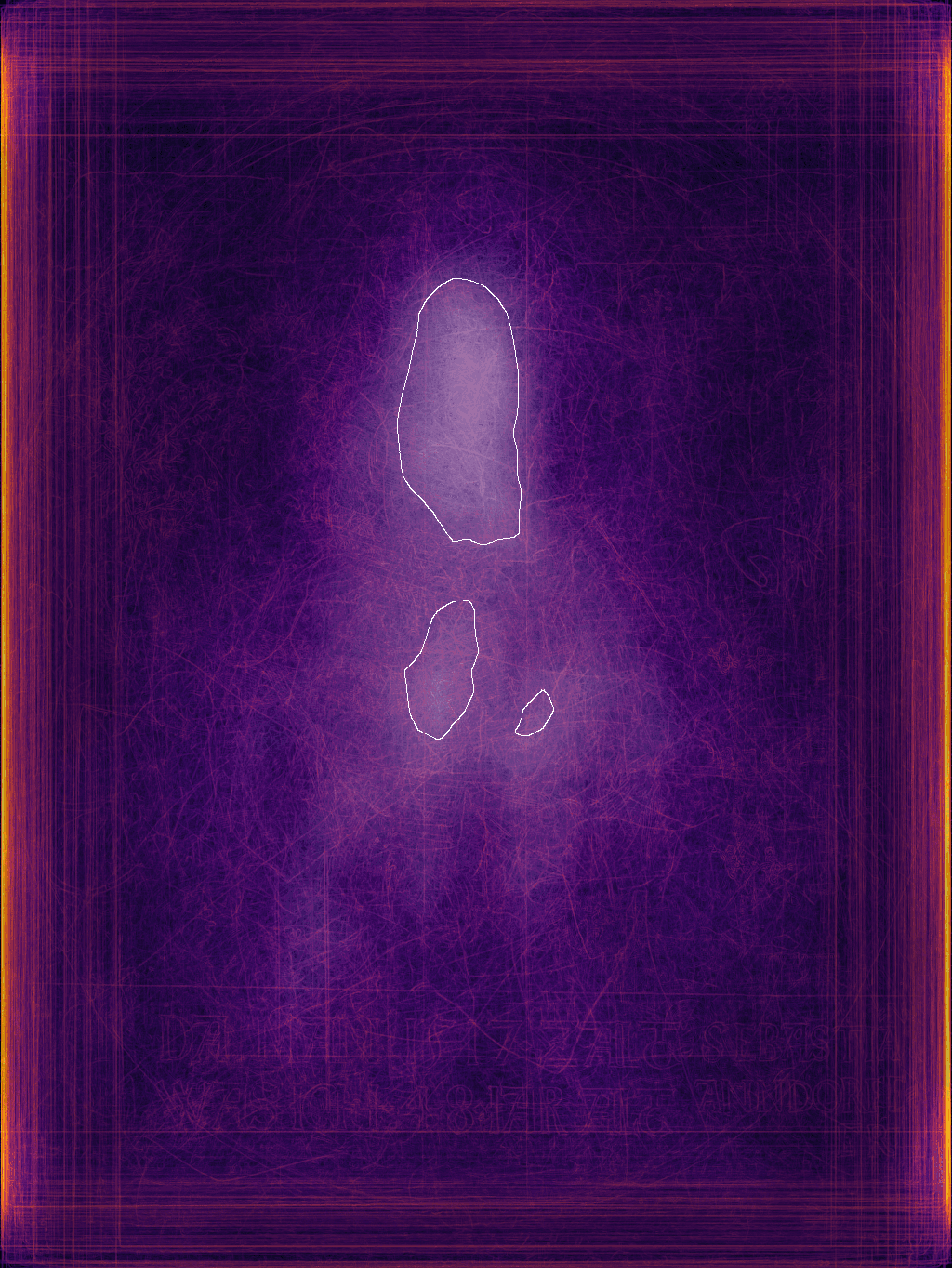 Layered geometric traces from the portrait study.
