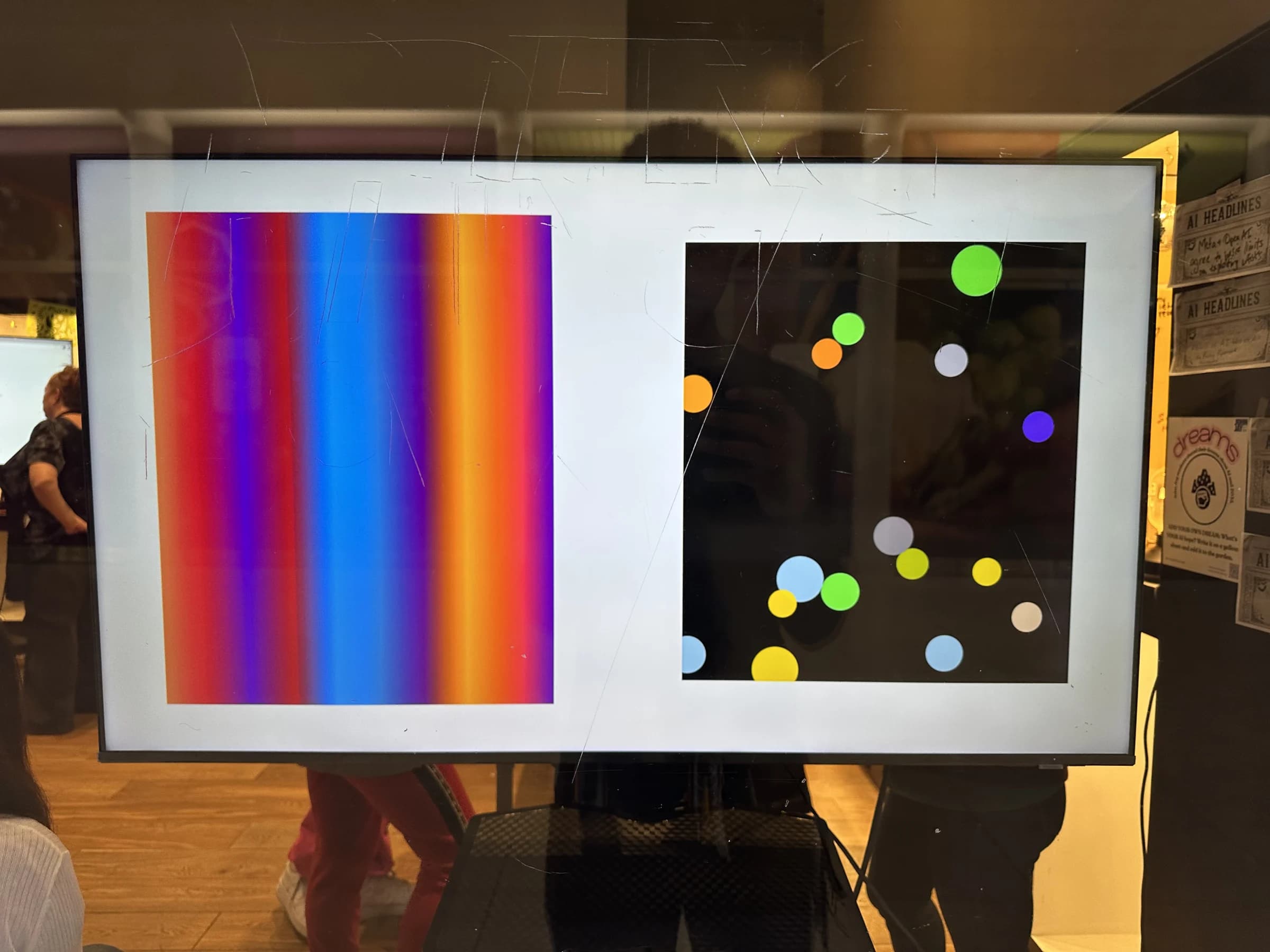 The same daily color field beside a growing collection of colored visitor-response circles.