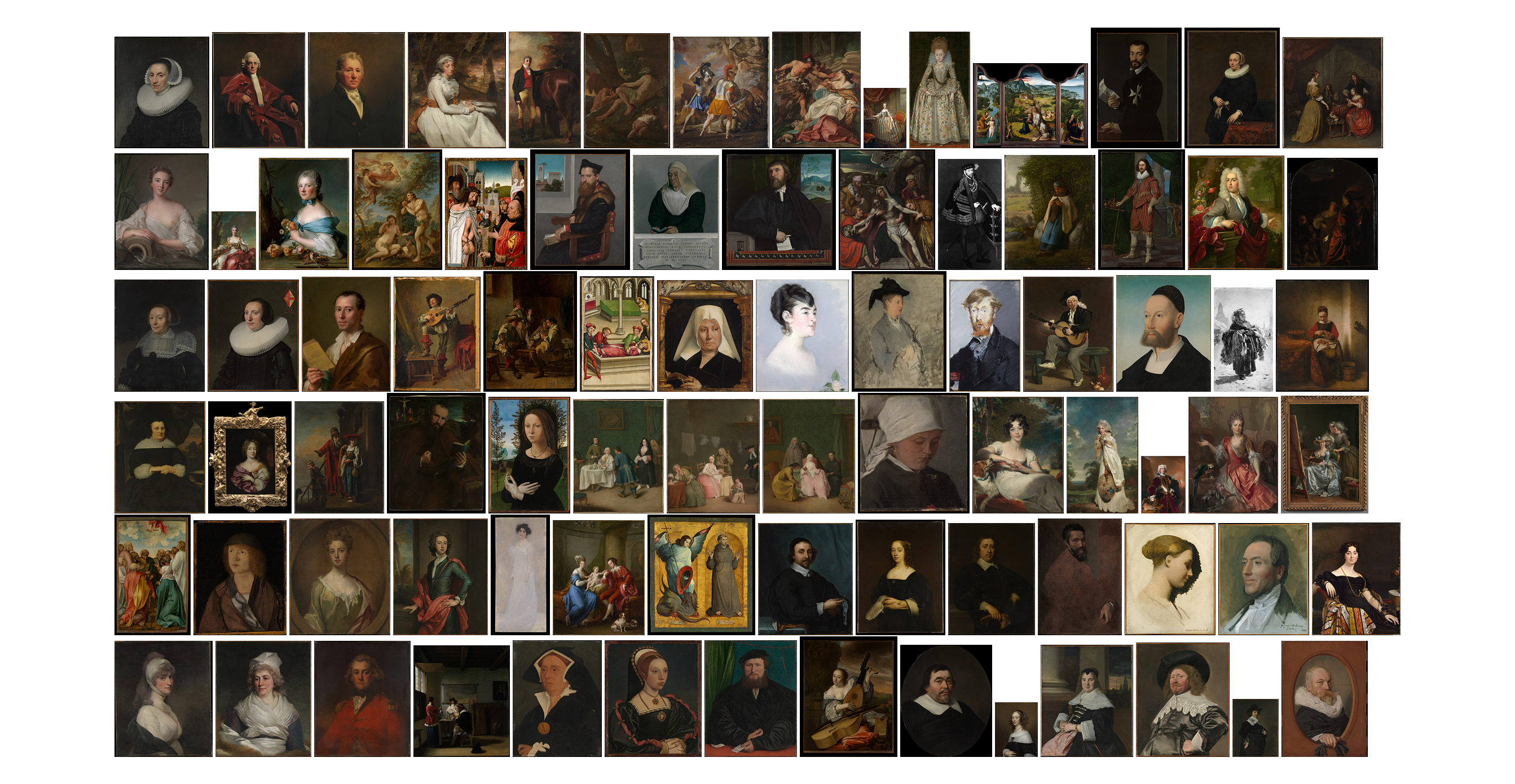 Grid of source images with extracted spatial grammar traced in hairline vectors